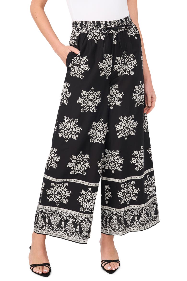 Ankle Wide Leg Pull-On Pants, Main, color, RICH BLACK