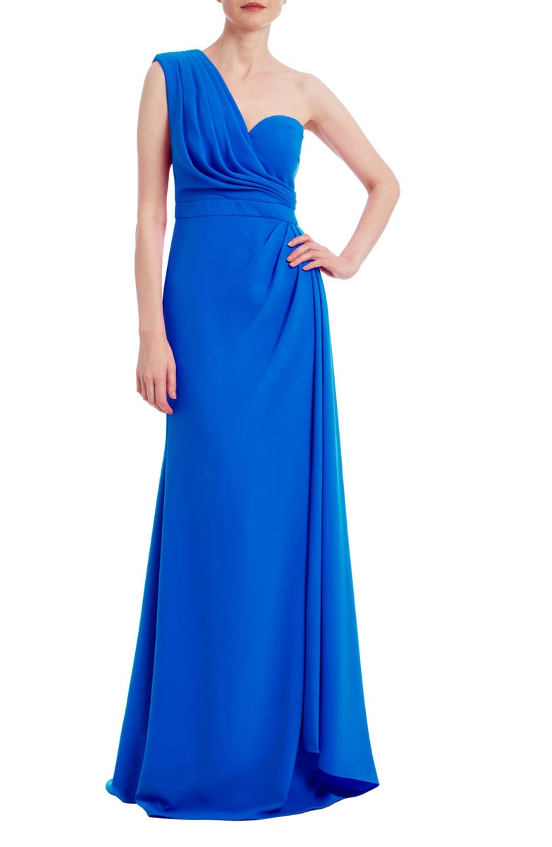 Badgley Mischka Collection One-Shoulder A-Line Evening Gown, Main, color, 