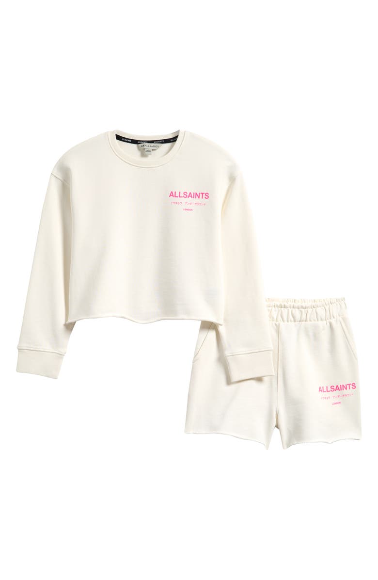 smALLSAINTS by ALLSAINTS Kids' Underground Sweatshirt & Shorts Set, Main, color, White