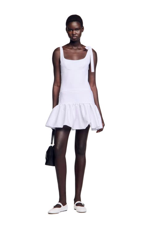 Dual-material mini dress