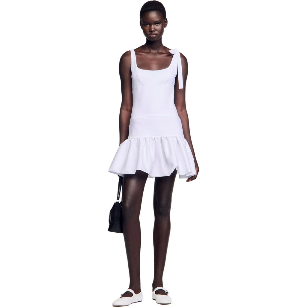 Sandro Lolita Mixed-media Mini Dress In White