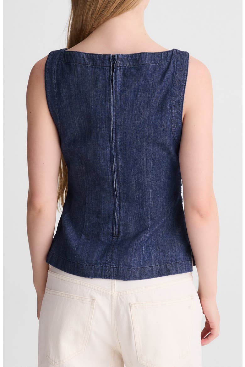 Ruched Denim Shell Top, Alternate, color, LIGHT RINSE