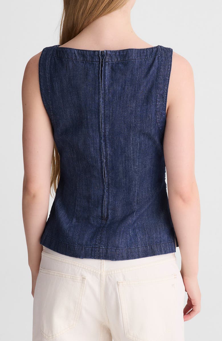 Madewell Ruched Denim Shell Top, Alternate, color, Light Rinse