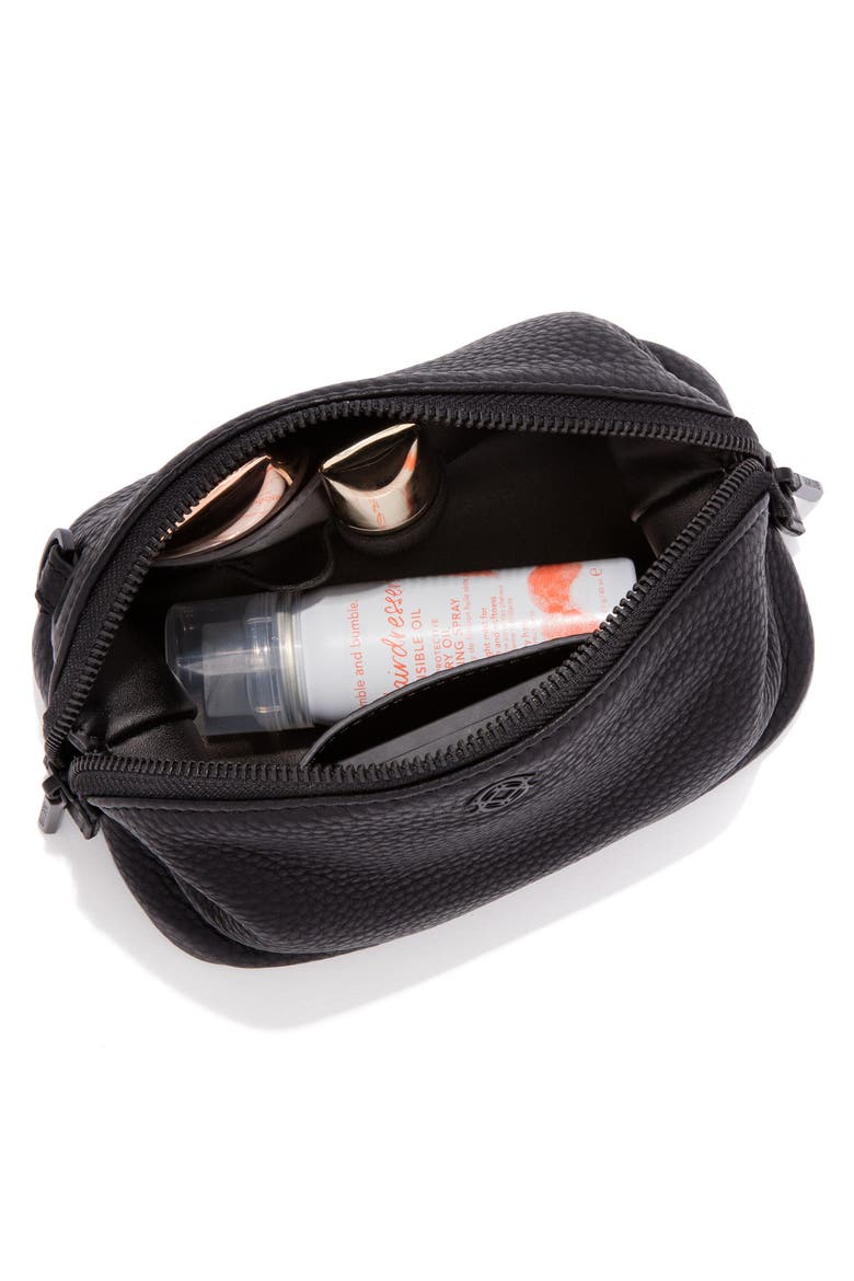 Small Lola Leather Cosmetics Pouch, Alternate, color, ONYX
