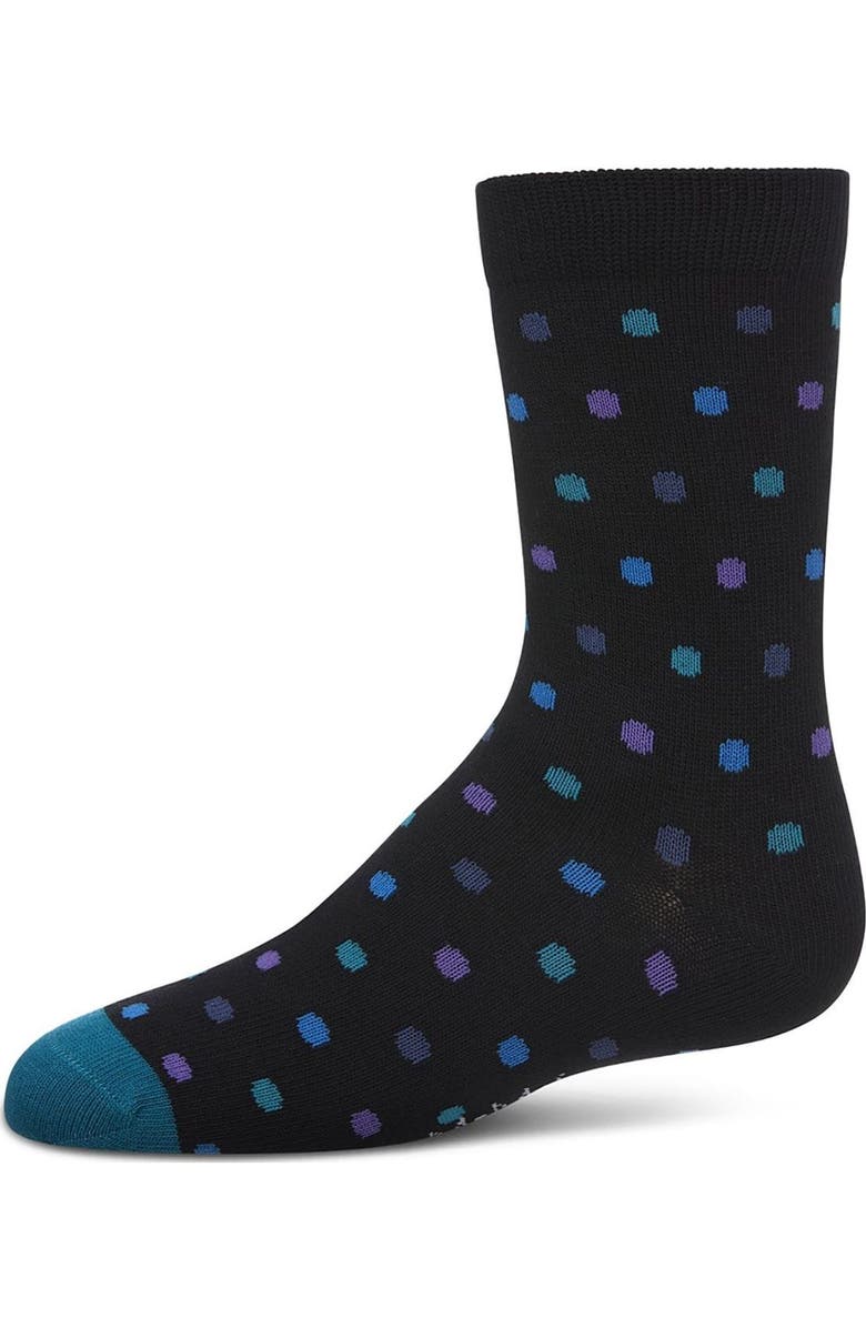 MeMoi Colorful Dot-Patterned Crew Sock, Main, color, Black