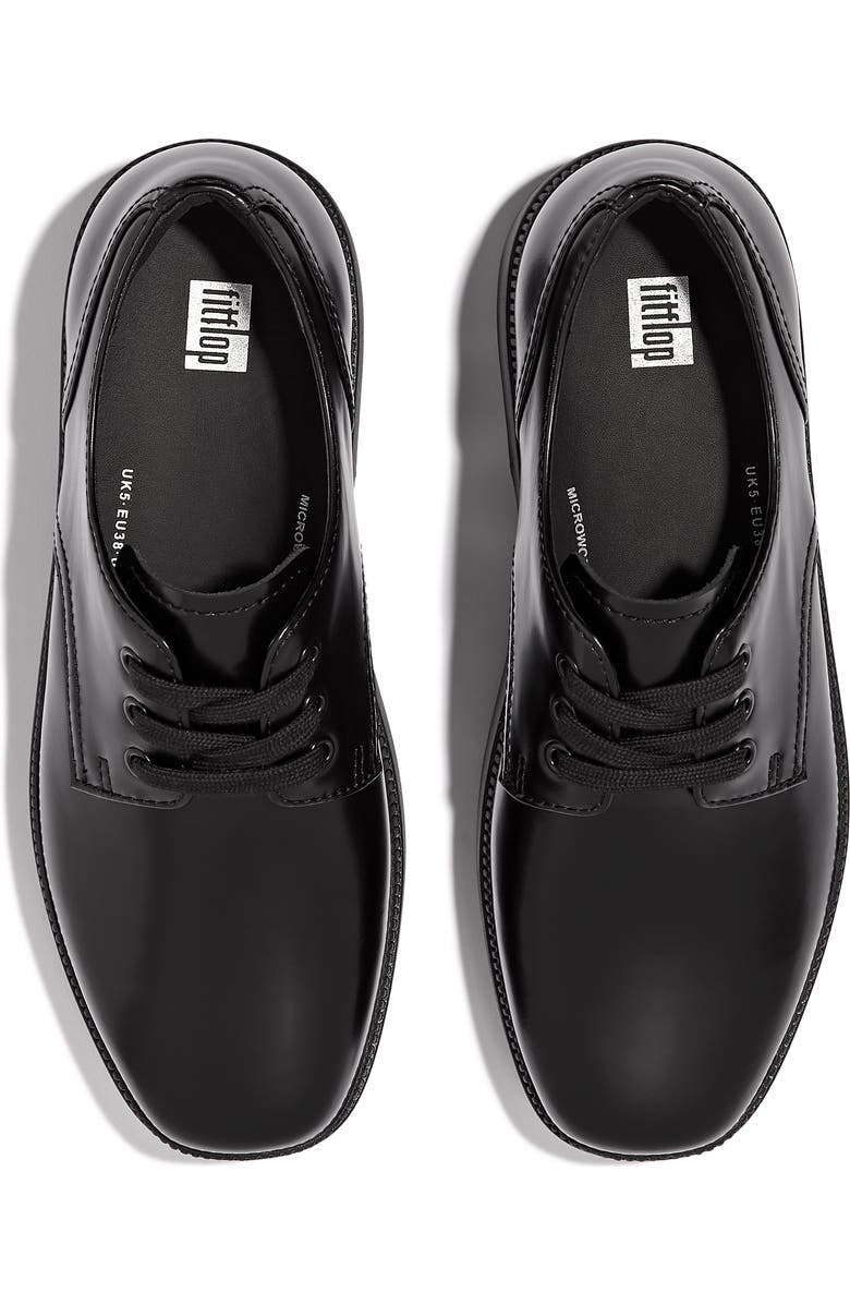 FitFlop Luma Demi Wedge Leather Oxford, Alternate, color, Black