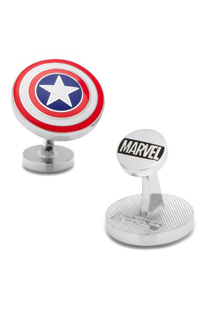 Captain America Shield Cuff Links, Main, color, RED MULTI
