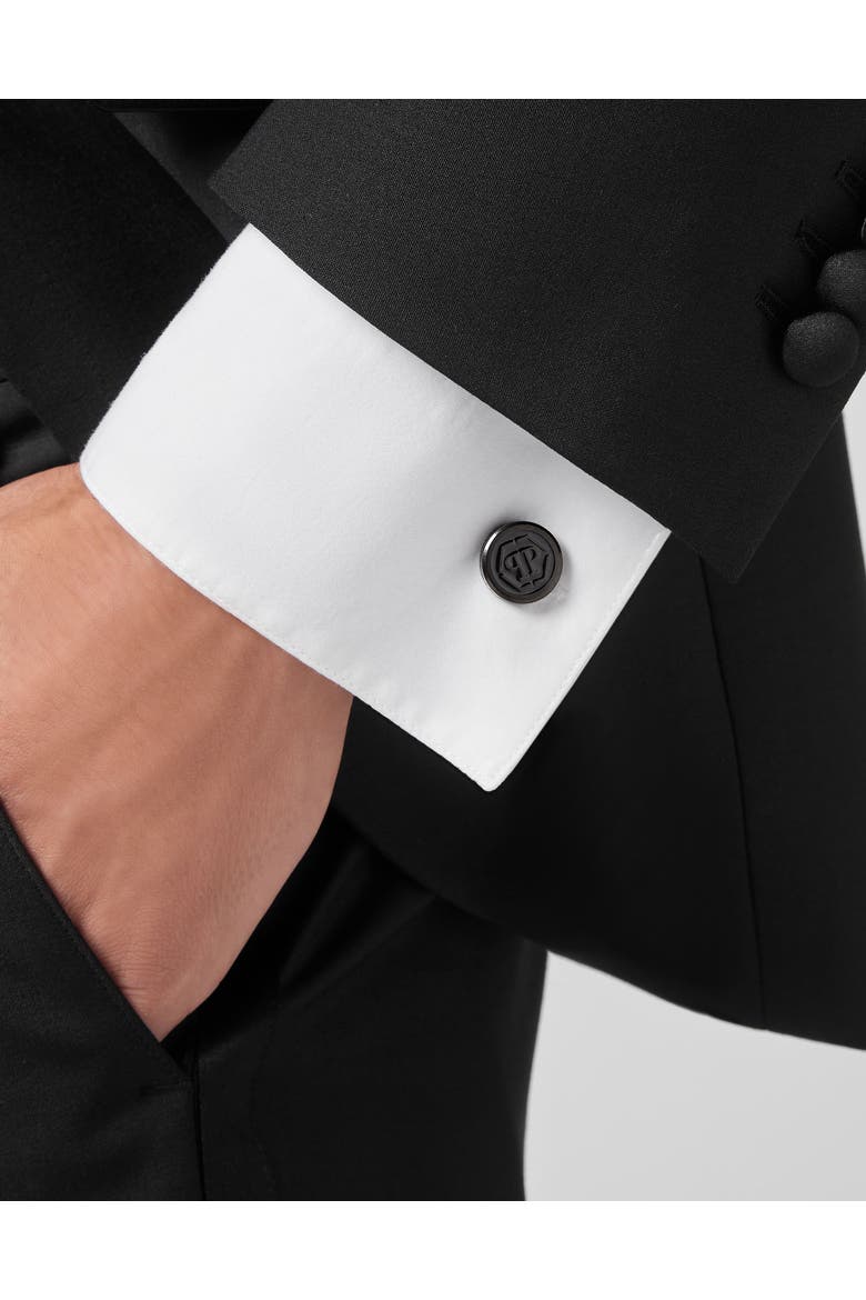Metal Cufflinks Hexagon Men, Alternate, color, GreyTitan