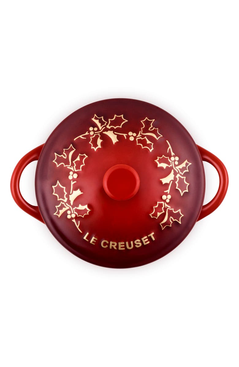 Le Creuset Holly Collection Mini Round Cocotte, Alternate, color, Cerise