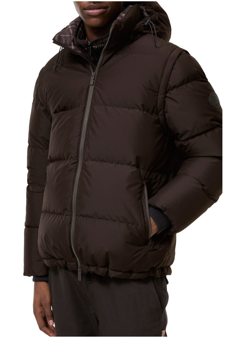 Detachable Sleeve Bideford Puffer Jacket, Main, color, Chocolate brown