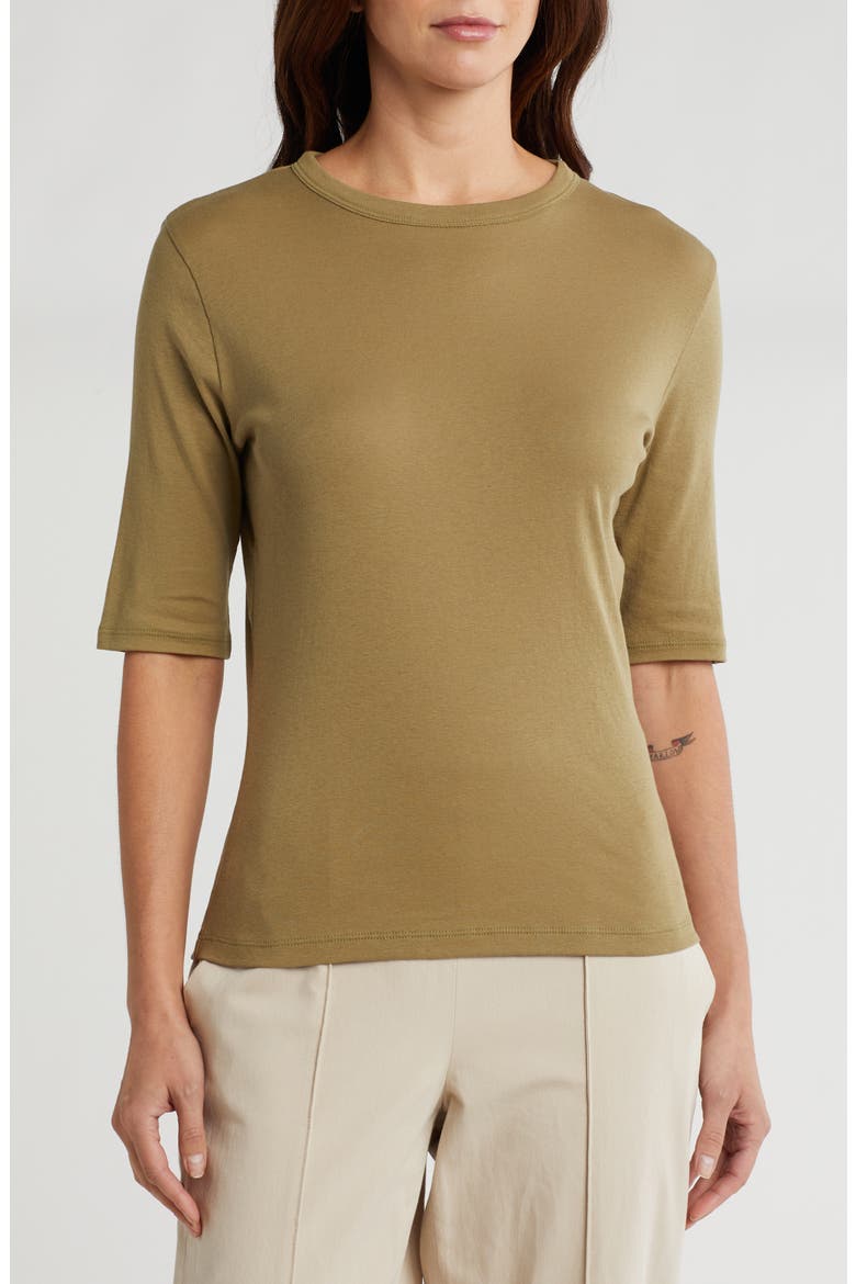 Elbow Sleeve Crew Tee, Main, color, ARTICHOKE