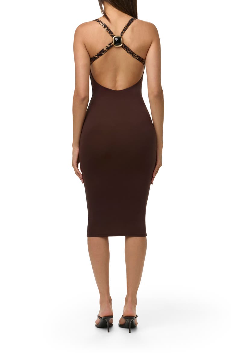 Scoop Neck Midi Dress, Alternate, color, DARK CHOCOLATE
