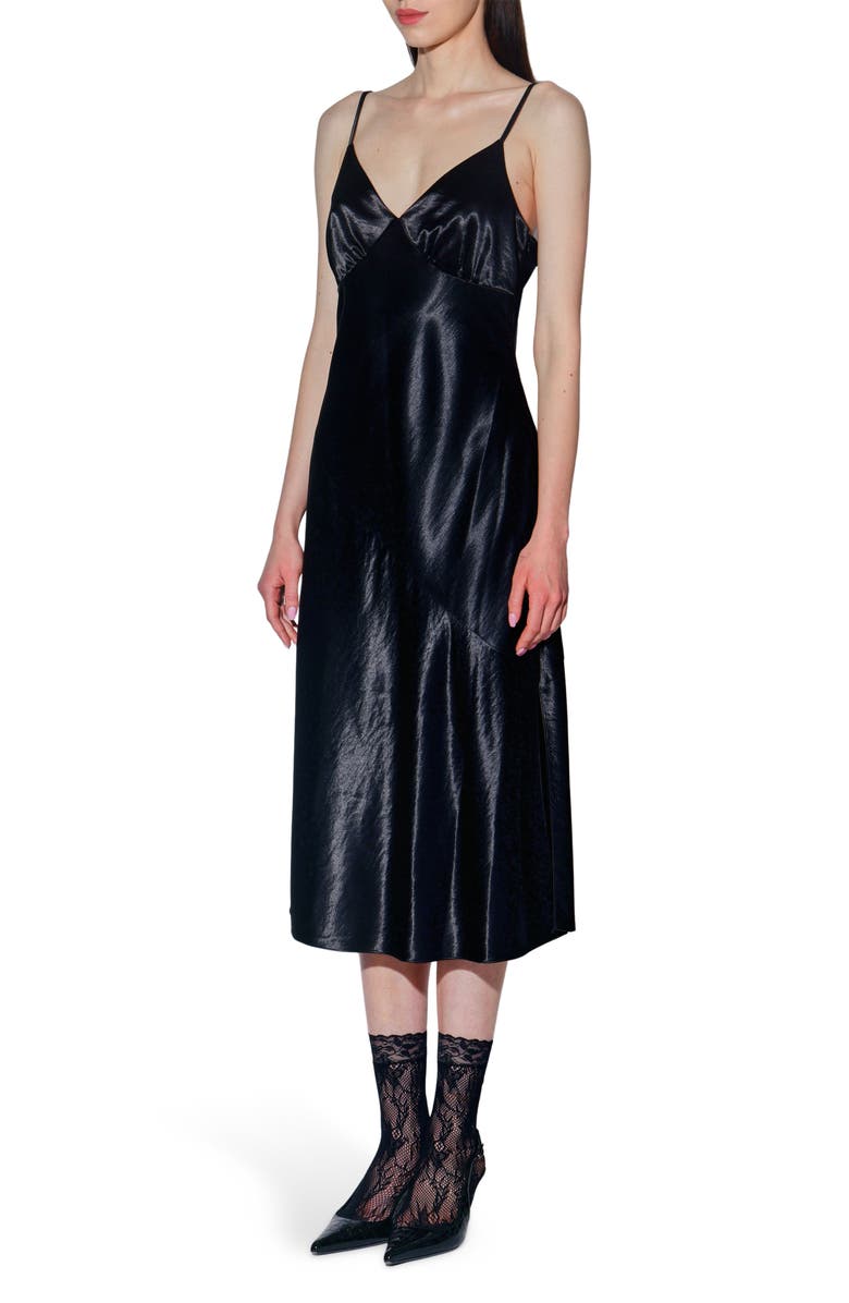 Walter Baker Bristol Bias Cut Satin Slipdress, Alternate, color, Black