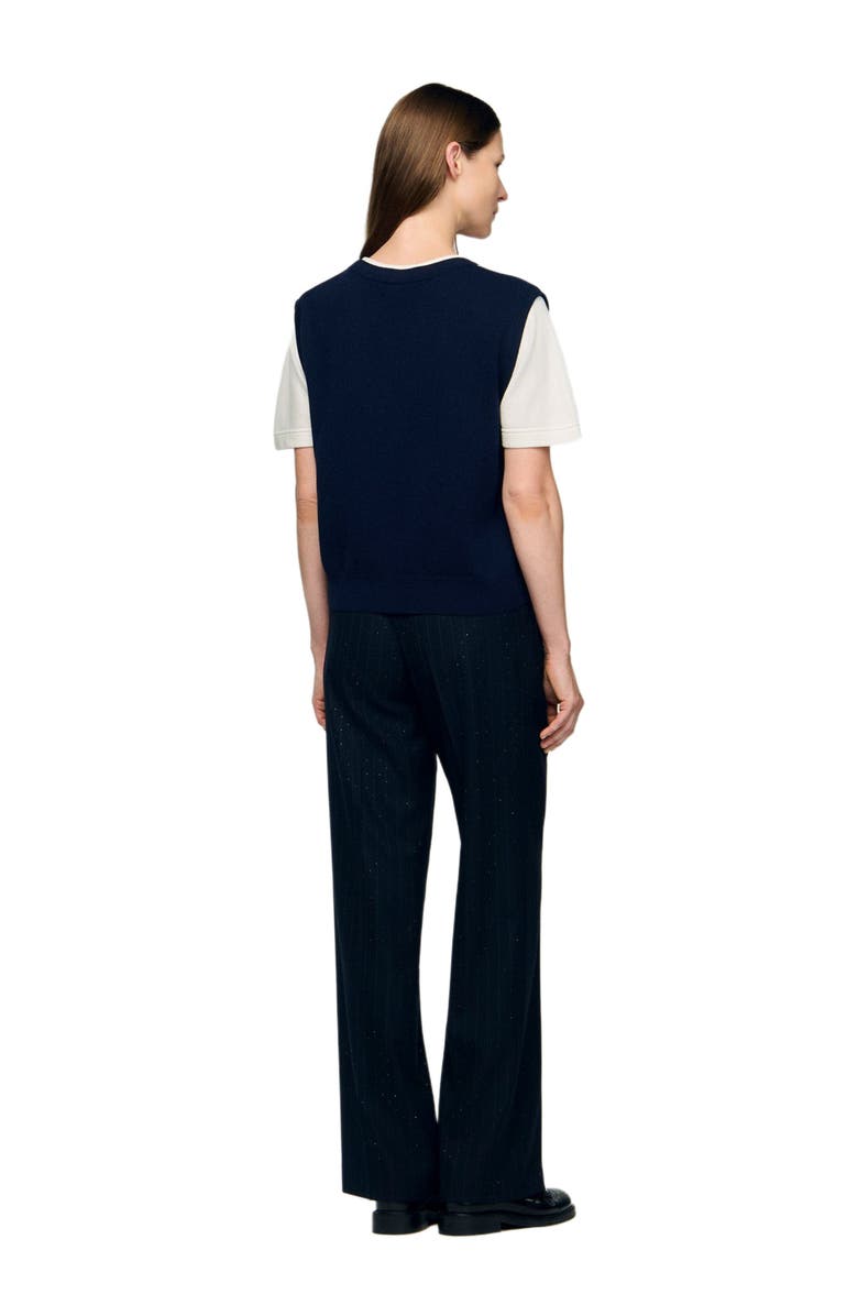 SANDRO Argyle layered effect sweater, Alternate, color, Navy Blue