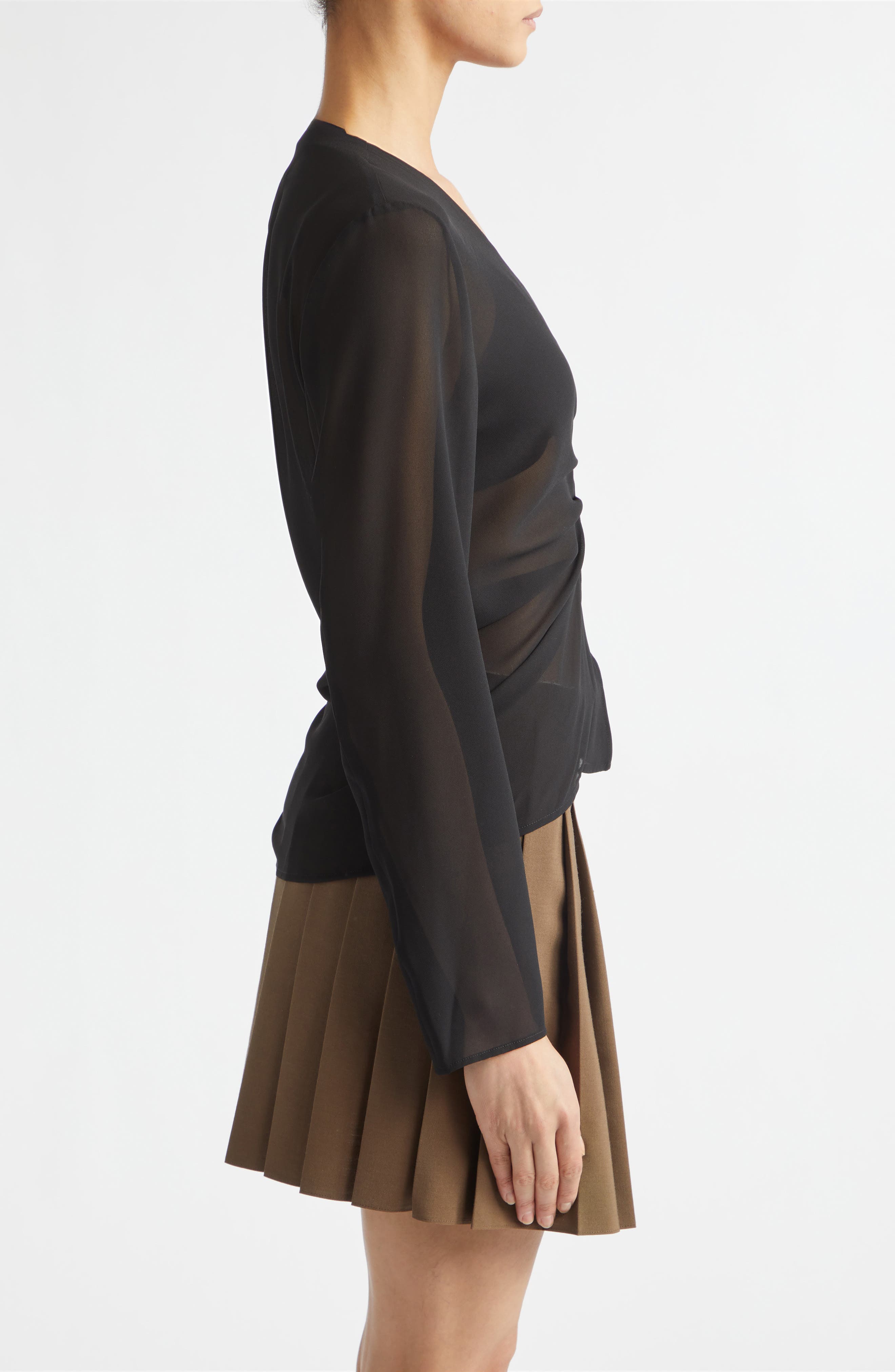 Gathered Sheer Chiffon Zip Top (Women) | Nordstrom