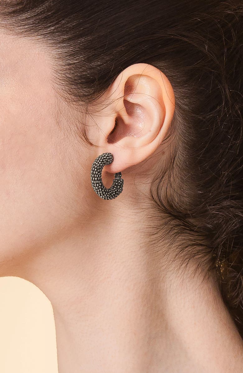 Deepa Gurnani Archie Hoop Earrings, Alternate, color, Gunmetal