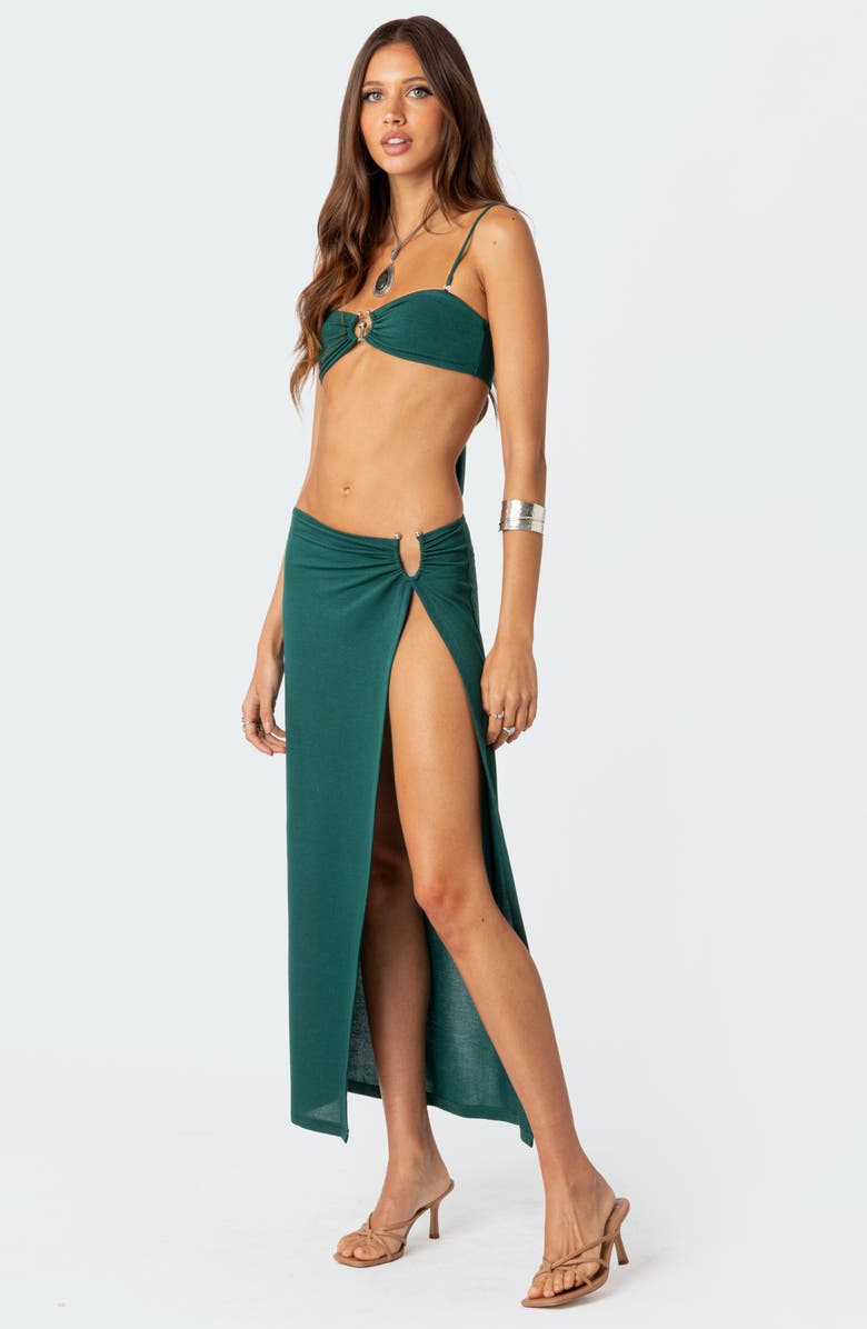 EDIKTED Nyssa Faux Wrap Midi Skirt, Alternate, color, Green
