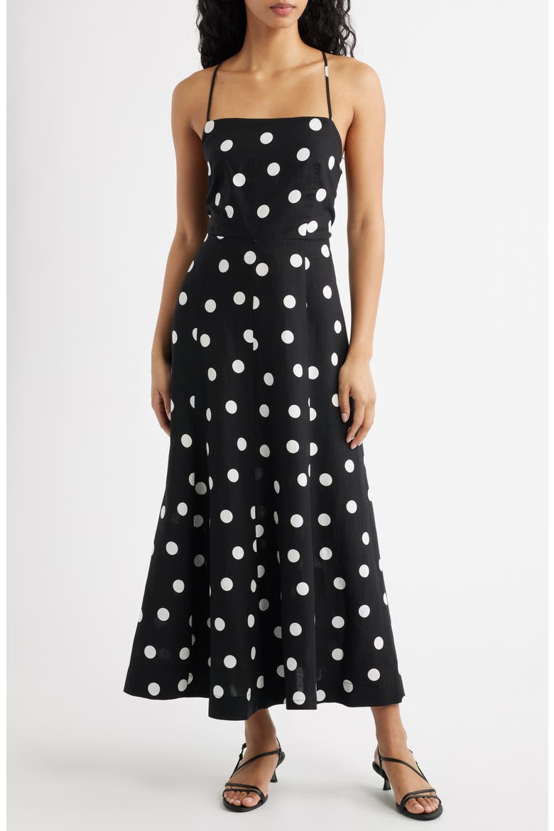 Doty Polka Dot Dress, Main, color, BLACK