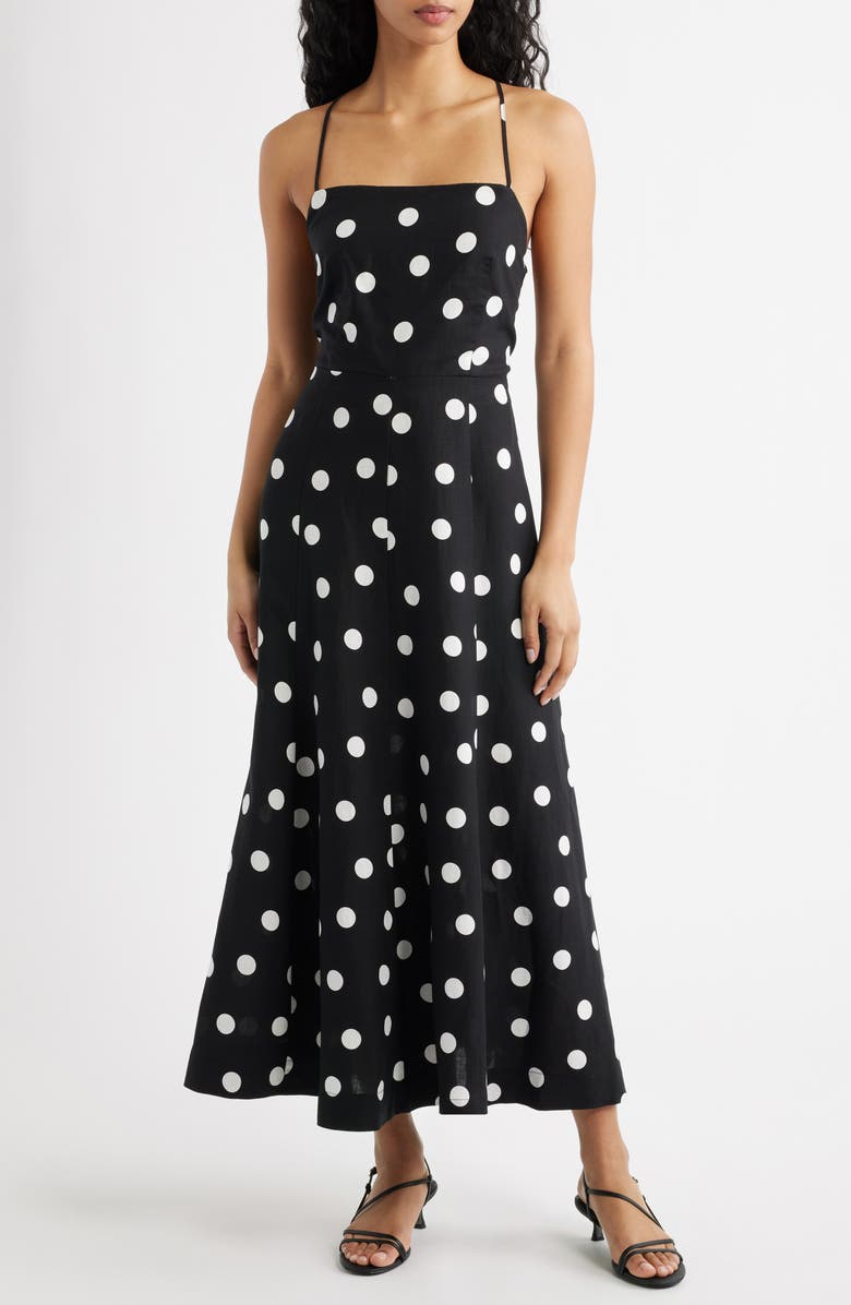 MANGO Doty Polka Dot Dress, Main, color, Black