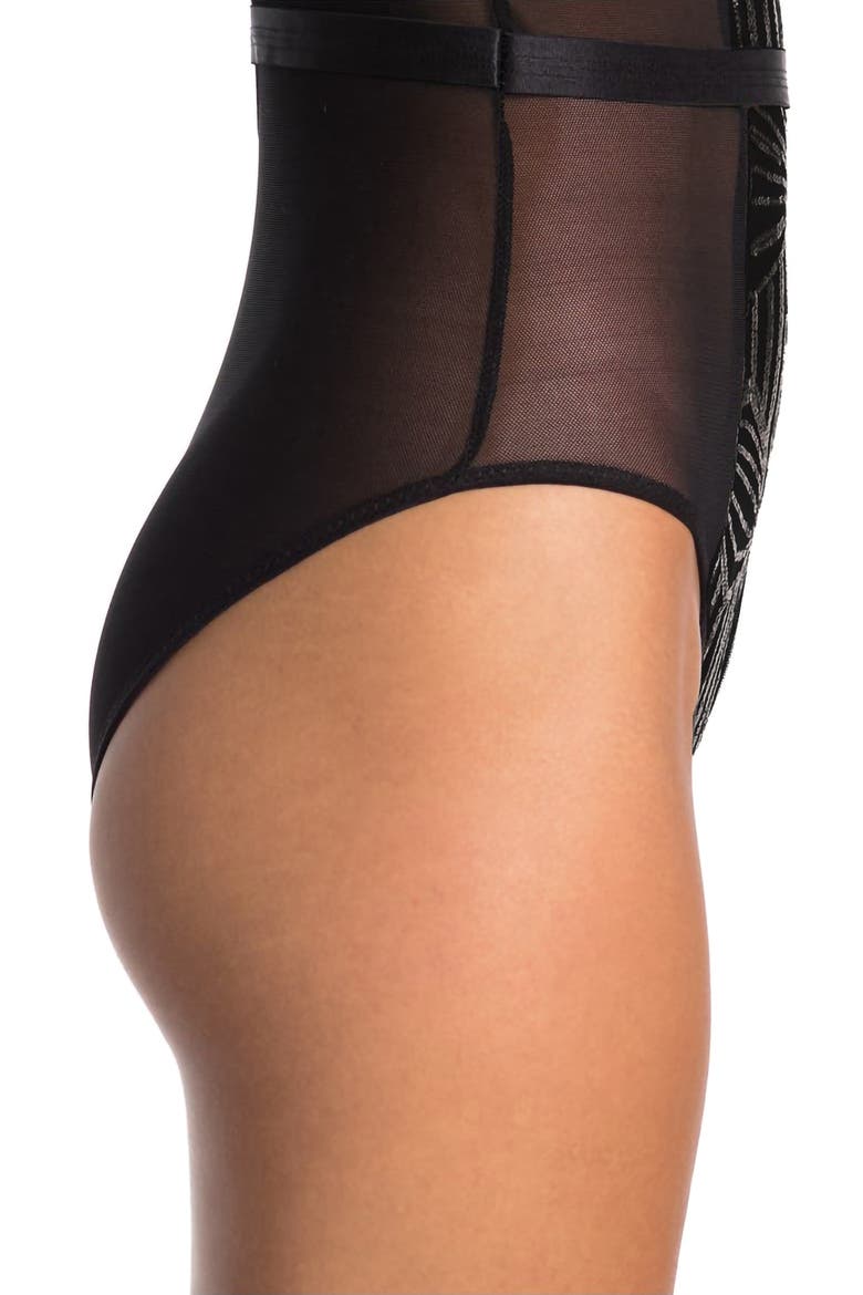 Sequin Panel Bodysuit, Alternate, color, BLACK