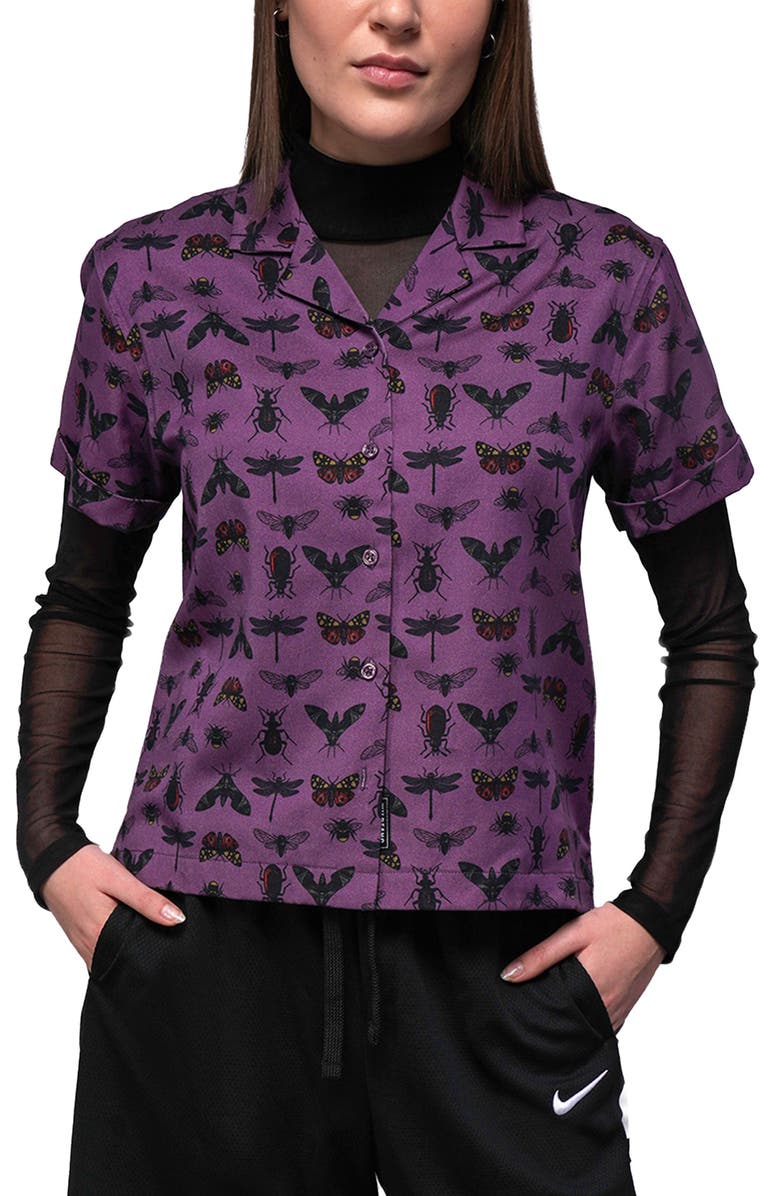 WILDFANG The Everyday Camp Button Up, Main, color, Insect Grape