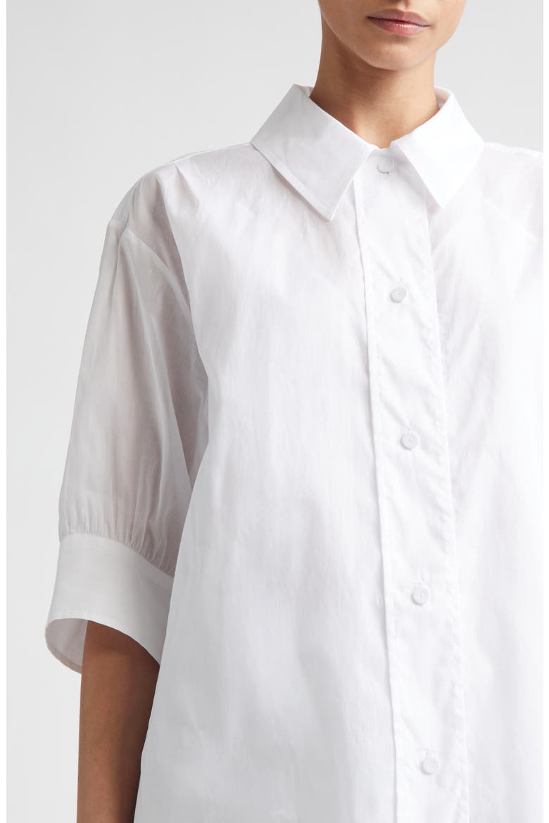 Boxy Puff Sleeve Cotton Poplin Button-Up Shirt, Alternate, color, OPTIC WHITE