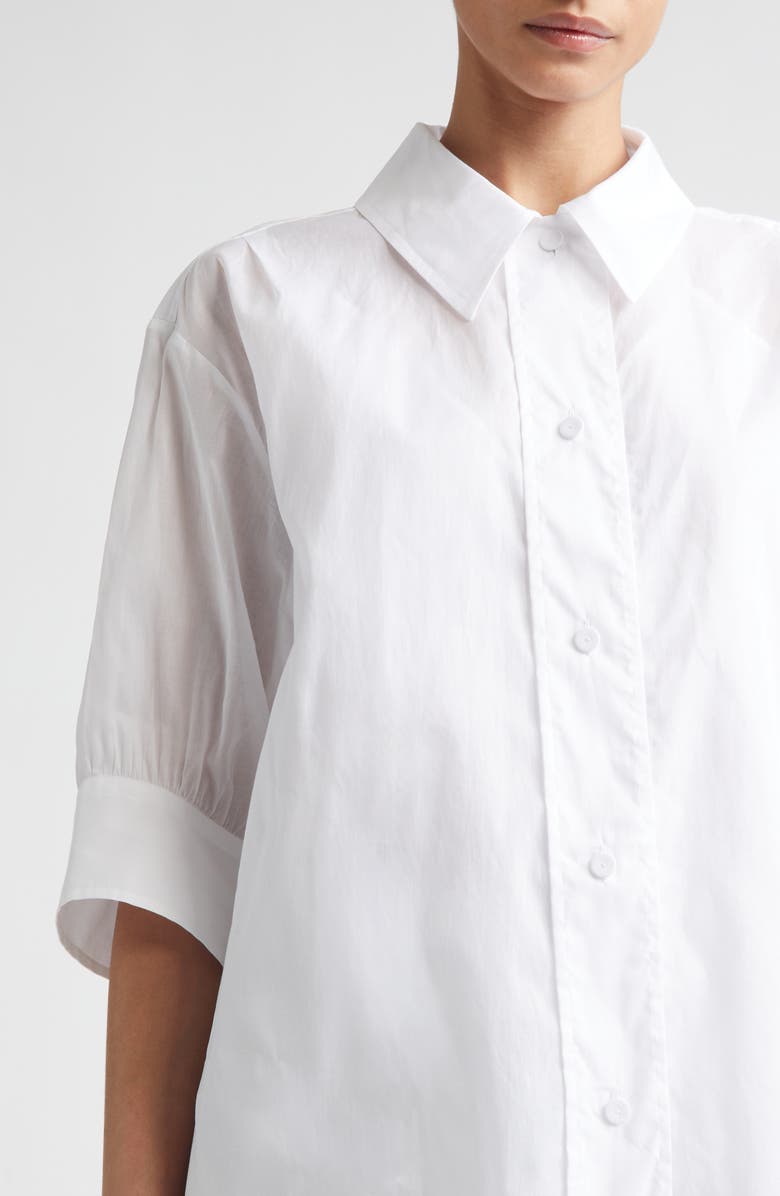 Jil Sander Boxy Puff Sleeve Cotton Poplin Button-Up Shirt, Alternate, color, Optic White