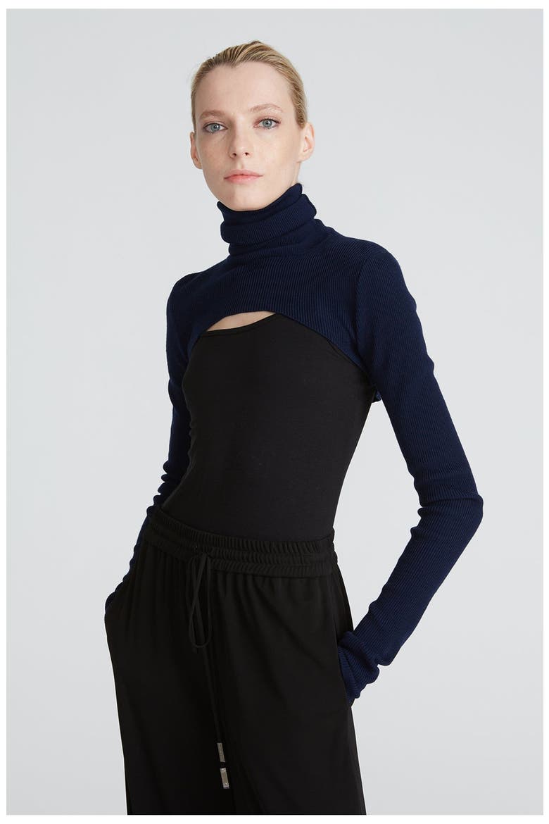 Mina Turtleneck Shrug, Alternate, color, Navy
