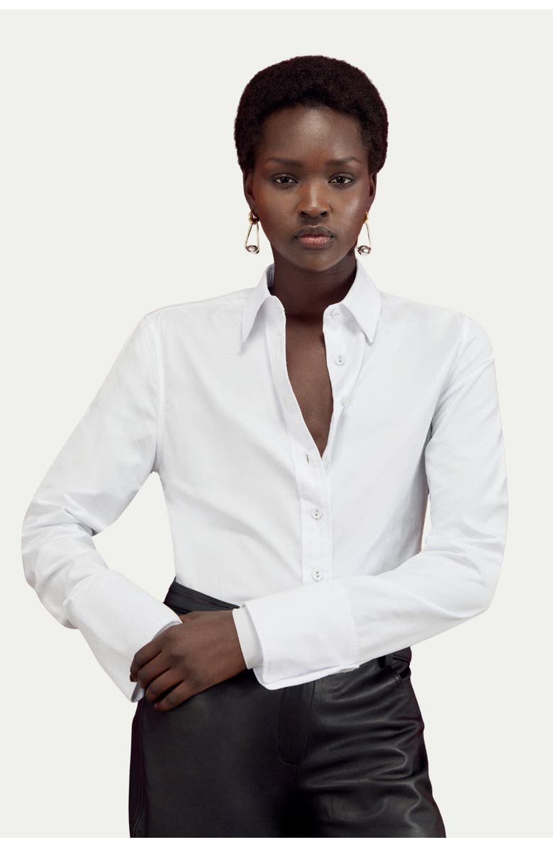 Karen Millen Cotton Woven Buttoned Shirt, Main, color, White