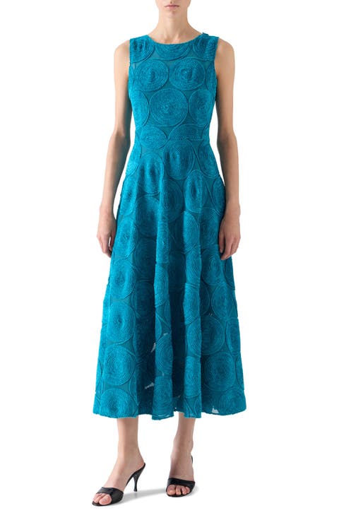 Chenille Dot Mesh Midi Dress