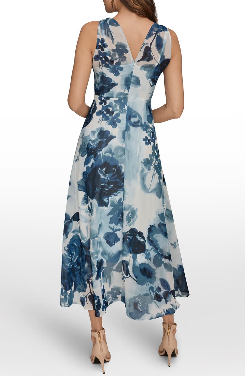Donna Karan New York Floral Wrap Bodice Midi Dress, Alternate, color, Nightfall Multi