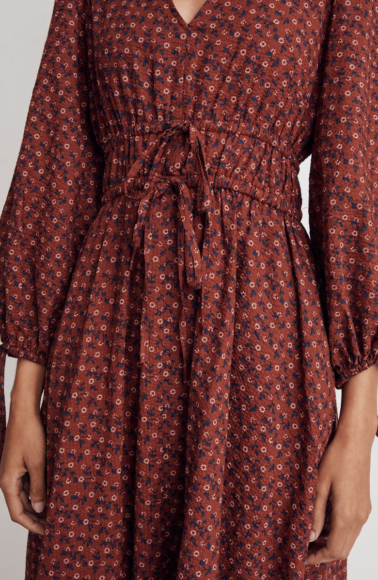 Madewell Sophia Teaberry Floral Tie Front Midi Dress, Alternate, color,