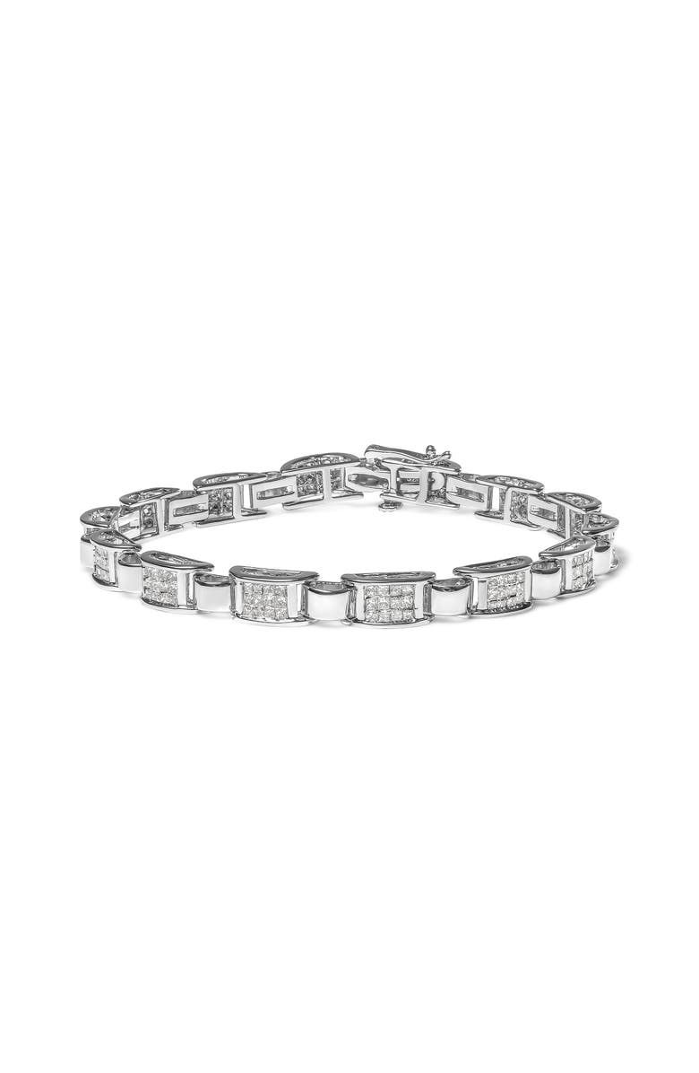 Haus of Brilliance 14K White Gold 2.00 Cttw Princess Diamond Invisible Set Link Bracelet, Main, color, White