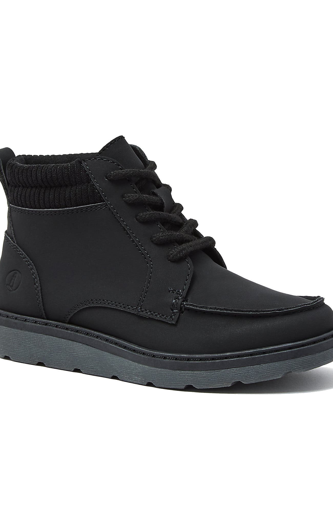 Lands' End Kids Moc Toe Flannel Lined Lace Up Boots, Main, color, 