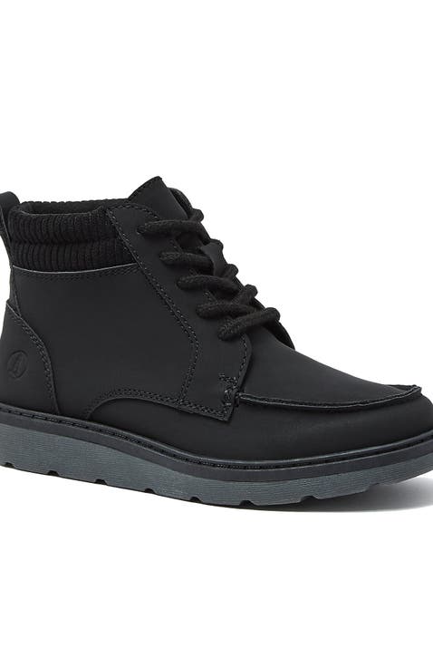 Kids Moc Toe Flannel Lined Lace Up Boots