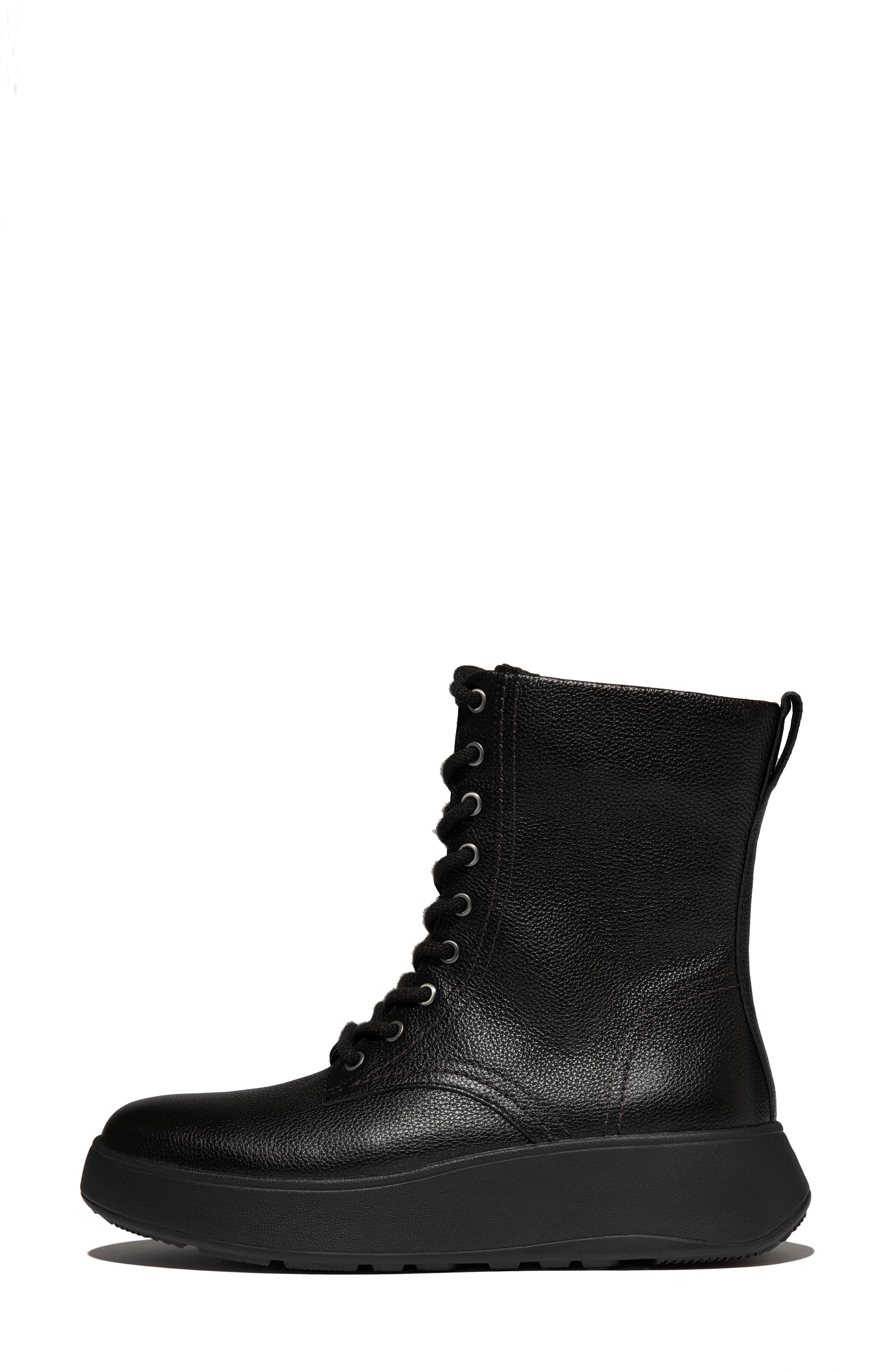 F-Mode Stitch Leather Boot, Alternate, color, BLACK