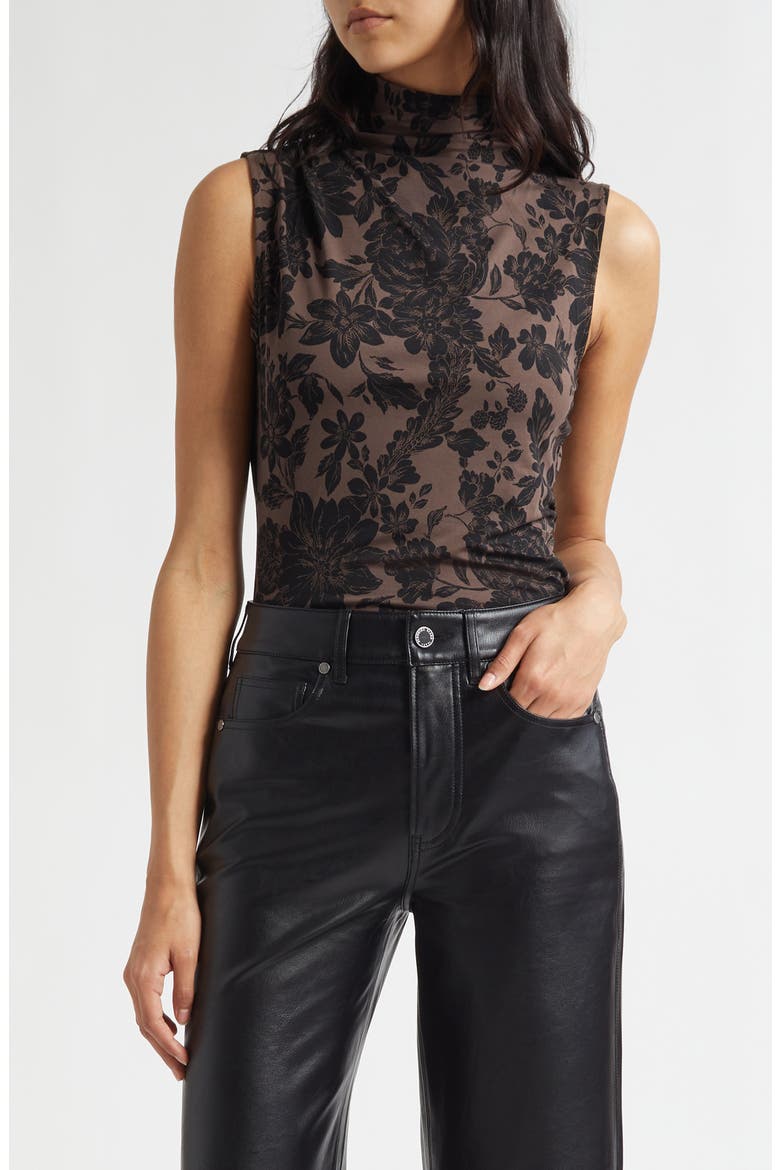 Mylie Sleeveless Turtleneck Top, Main, color, DARK LICHEN BLACK