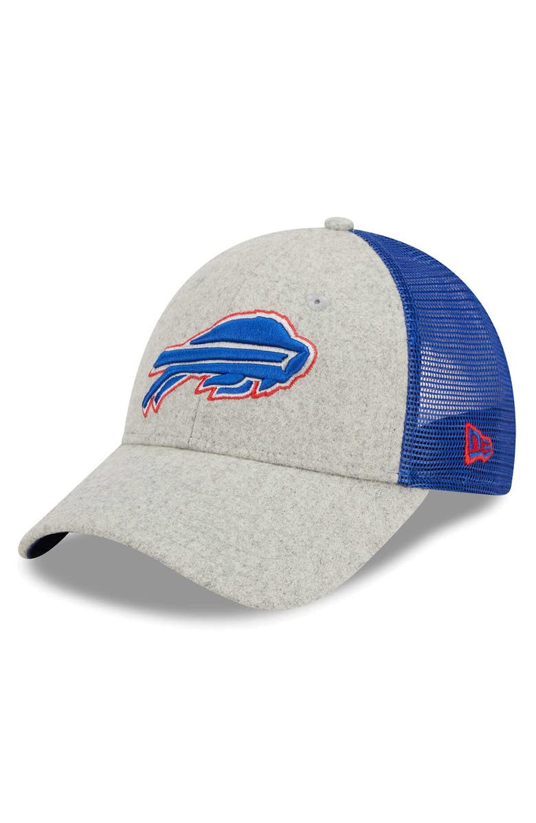 New Era Men's New Era Heather Gray/Royal Buffalo Bills Pop Trucker 9FORTY Adjustable Hat, Main, color,