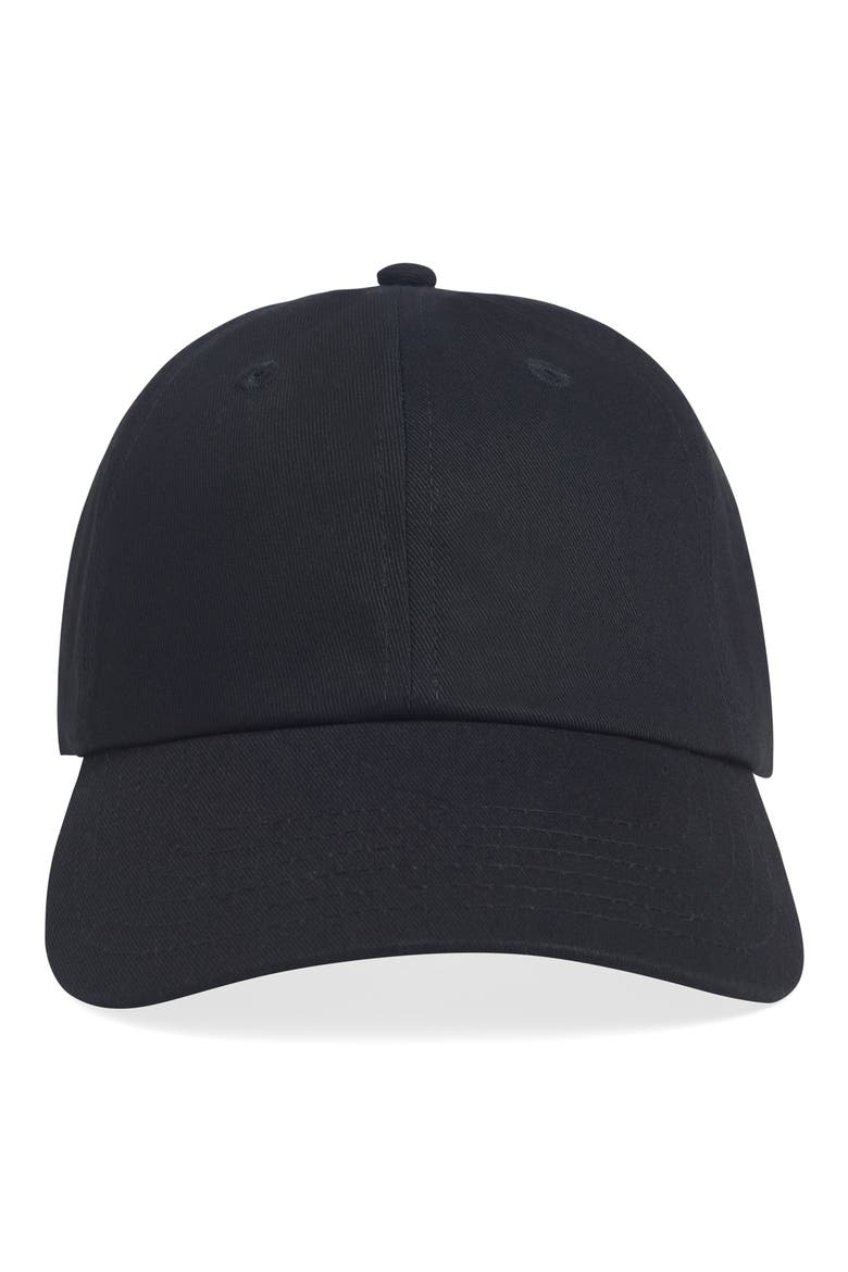Cotton Twill Leather Strap Baseball Cap, Main, color, BLACK