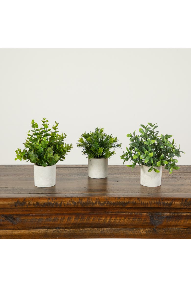 8-in Artificial Mini Greenery Potted Plant - Set of 3, Alternate, color, Green