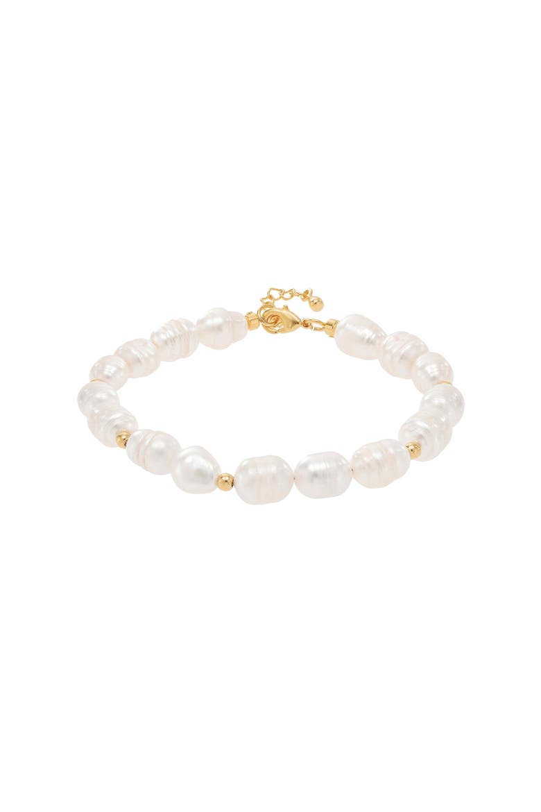 14k Gold Plated Eternal Spring Pearl Bracelet Dainty Fresh Minimalist, Main, color, Gold