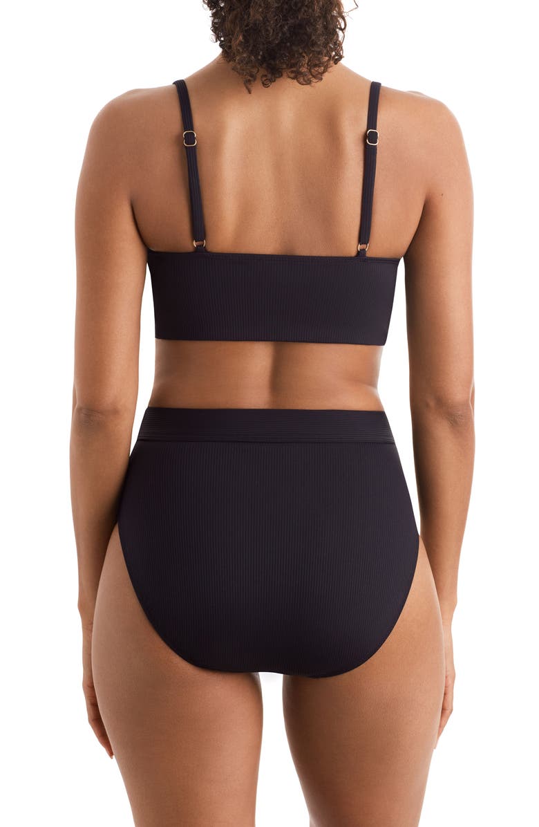 Mimi Flamingo Brooke High Waist Bikini Bottoms, Alternate, color, Black