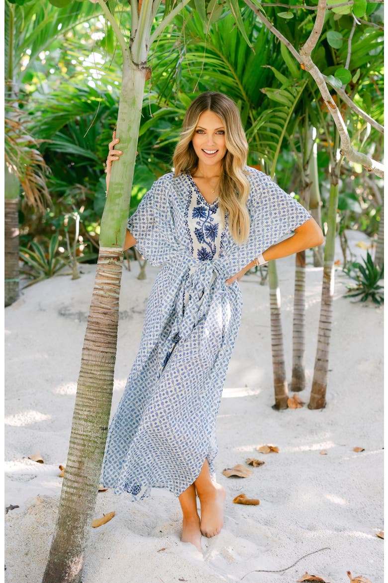 Carrie Caftan, Alternate, color, Santorini Dots