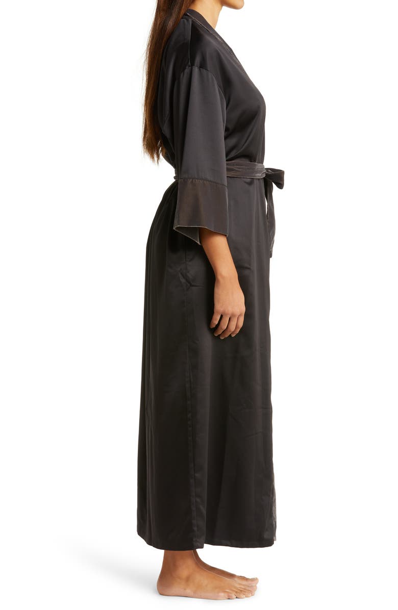 Nordstrom Velveteen Trim Satin Robe, Alternate, color,