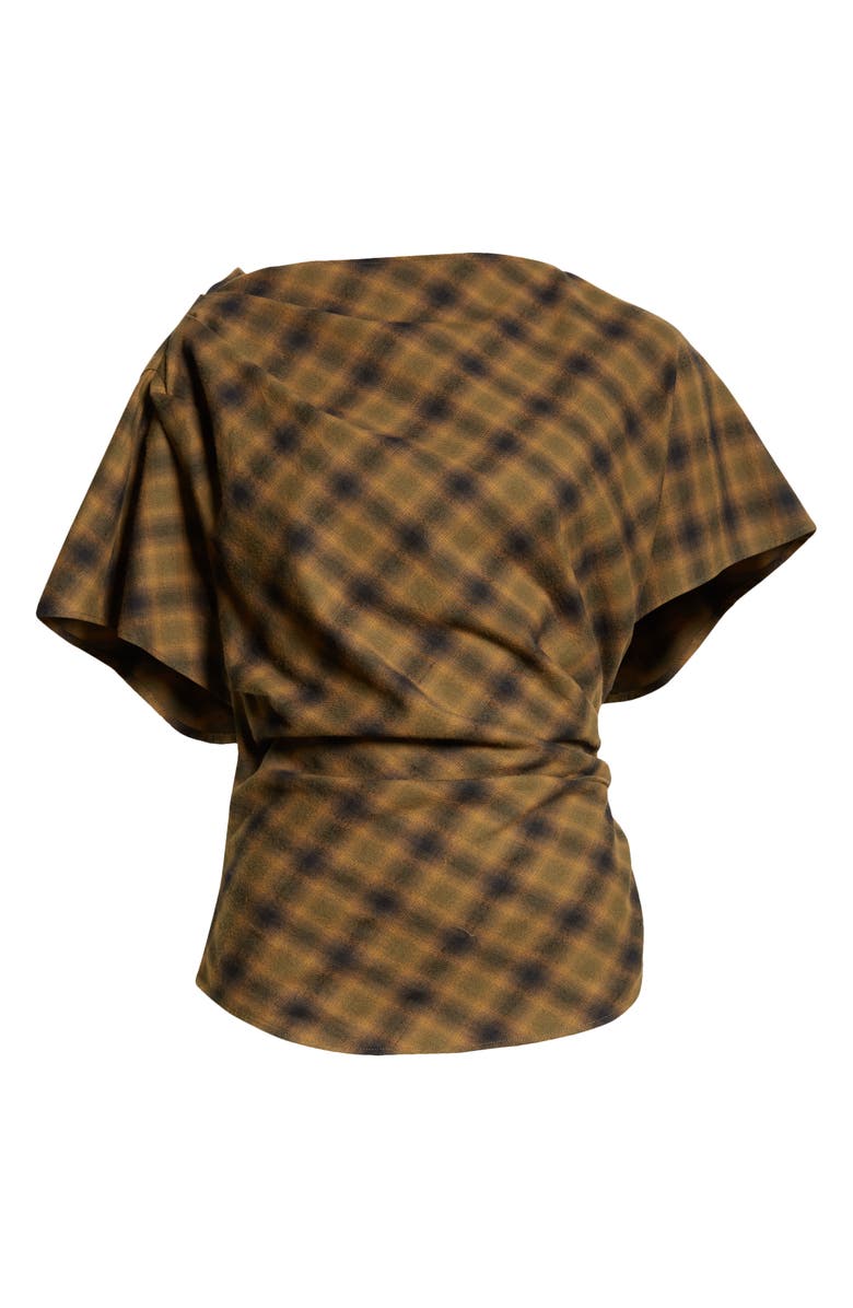 Isabel Marant Étoile Tilda Plaid Cotton Top, Alternate, color, Khaki/ Khaki