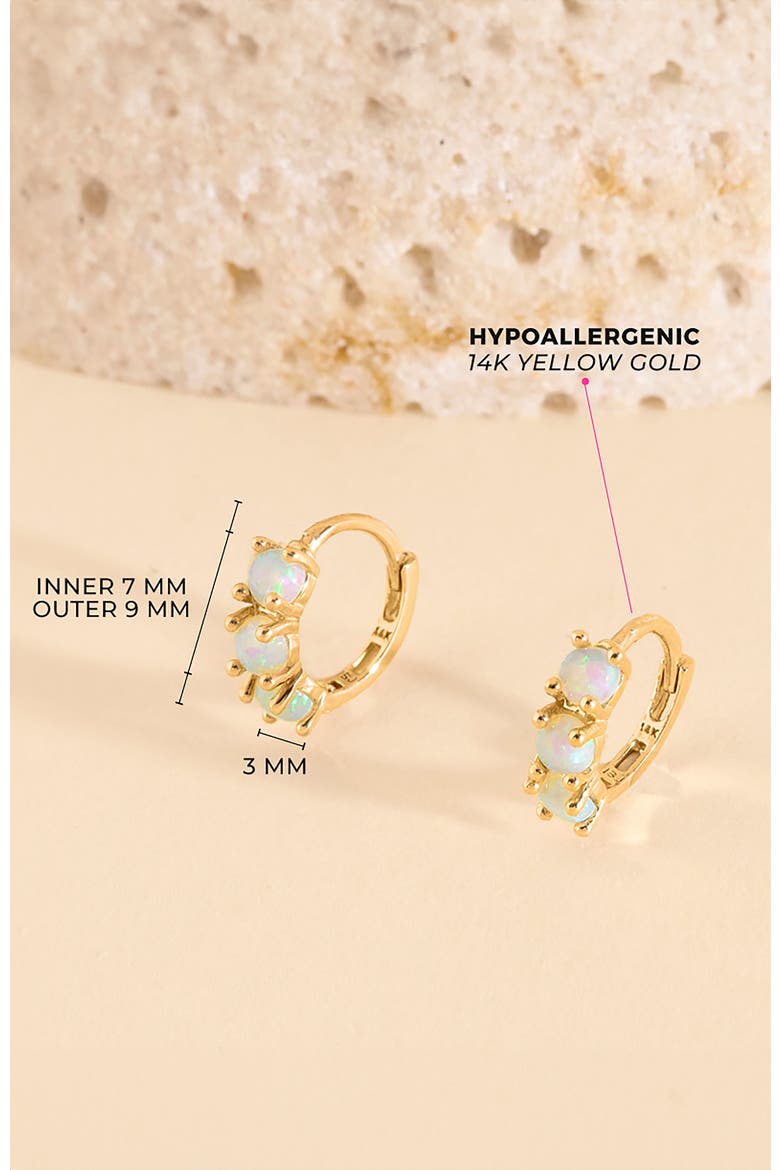 14k Gold Opal Pronged Hoops, Alternate, color, Opal