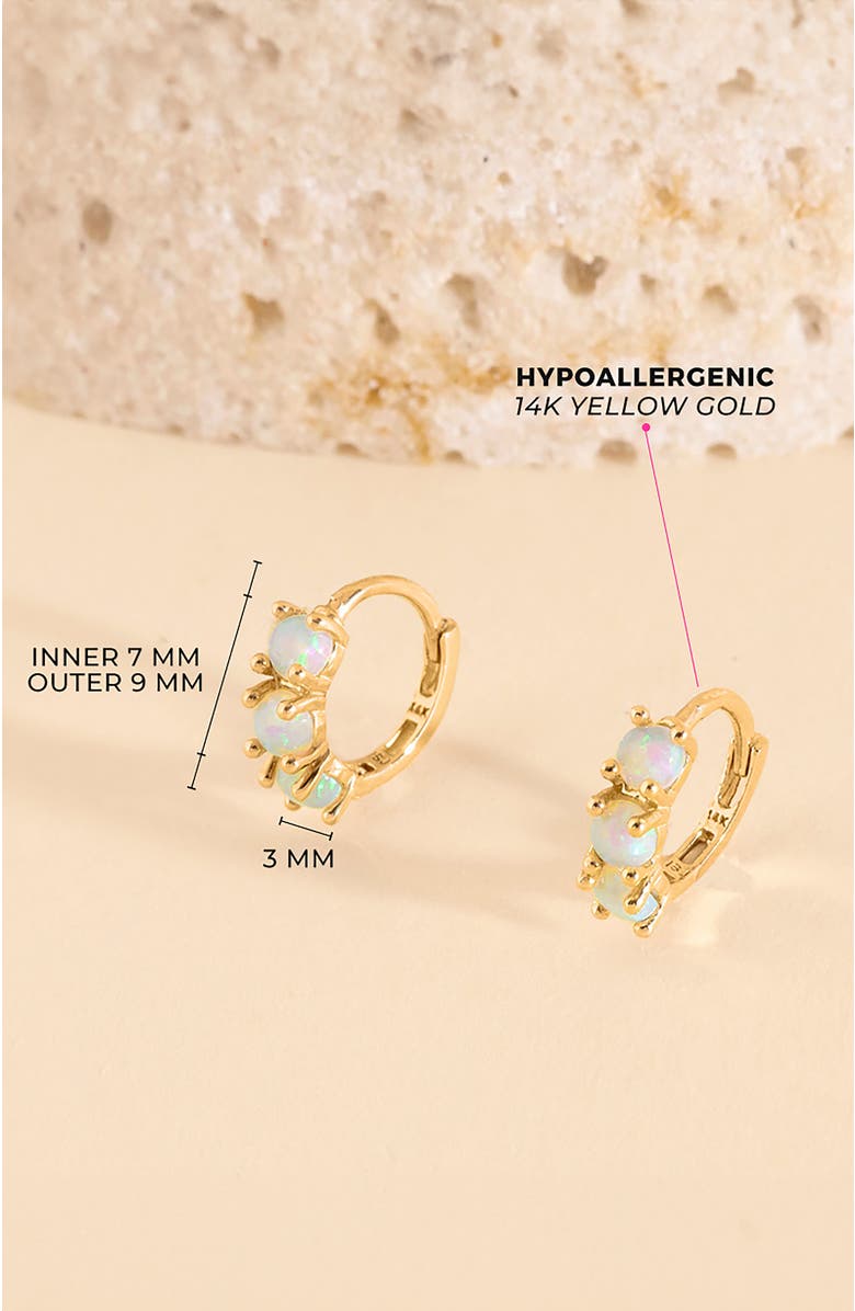 In Season Jewelry 14k Gold Opal Pronged Hoops, Alternate, color, Opal