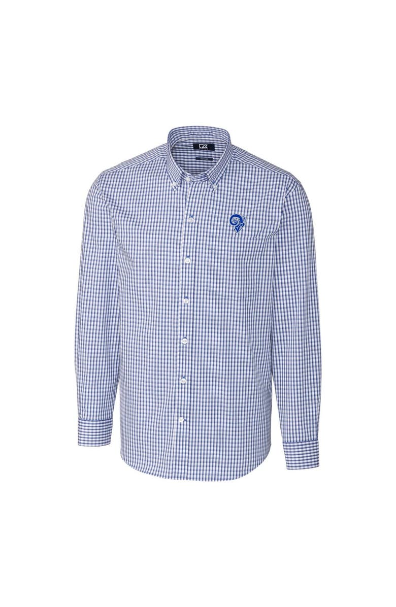 Cutter & Buck Men's Cutter & Buck Royal Los Angeles Rams Throwback Logo Easy Care Stretch Gingham Long Sleeve Button-Down Shirt, Alternate, color, 