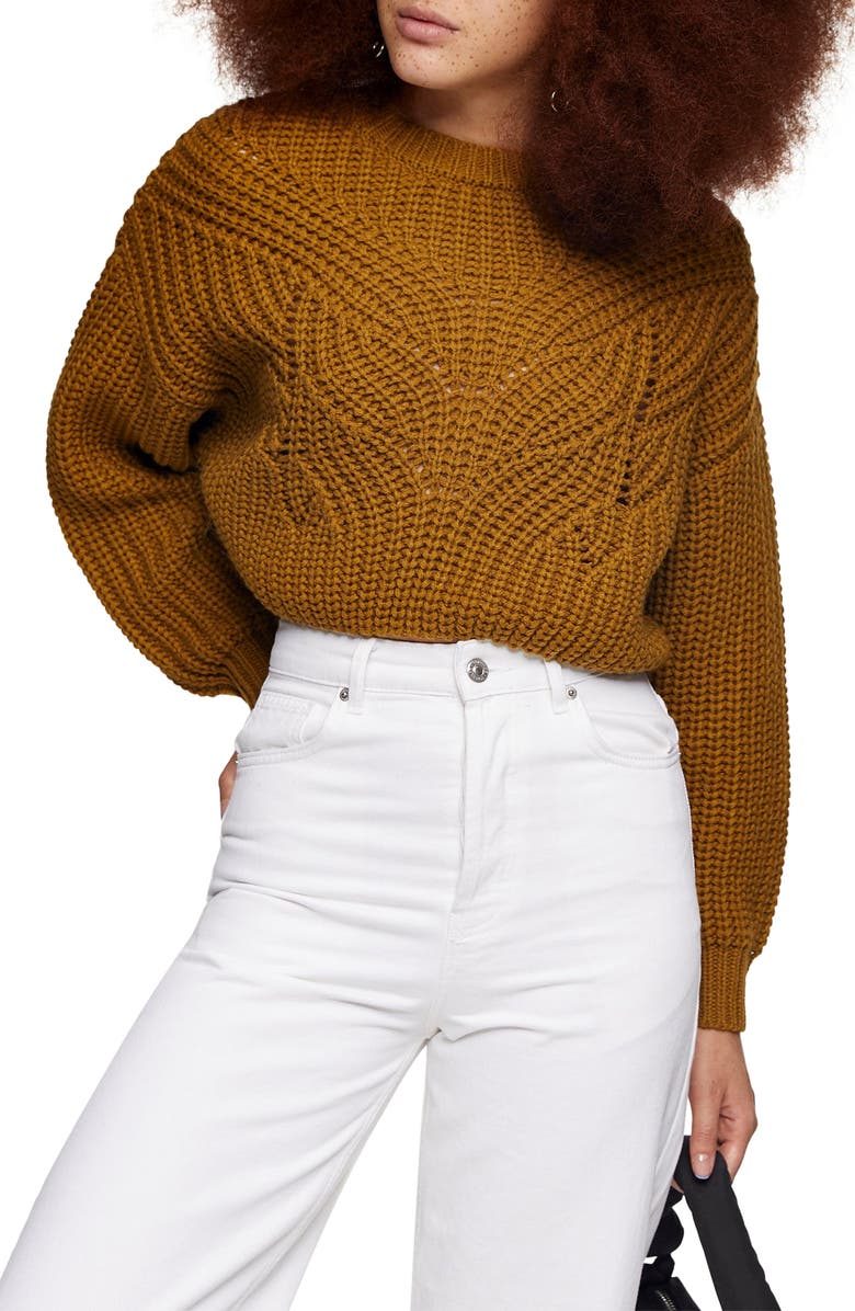 Topshop Butterfly Super Crop Sweater, Main, color,