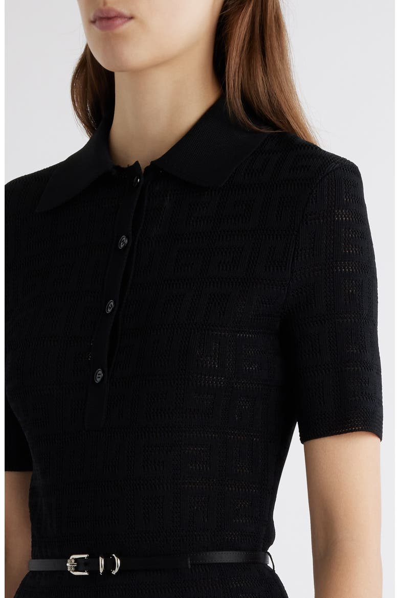 Belted Midi Polo Dress, Alternate, color, BLACK